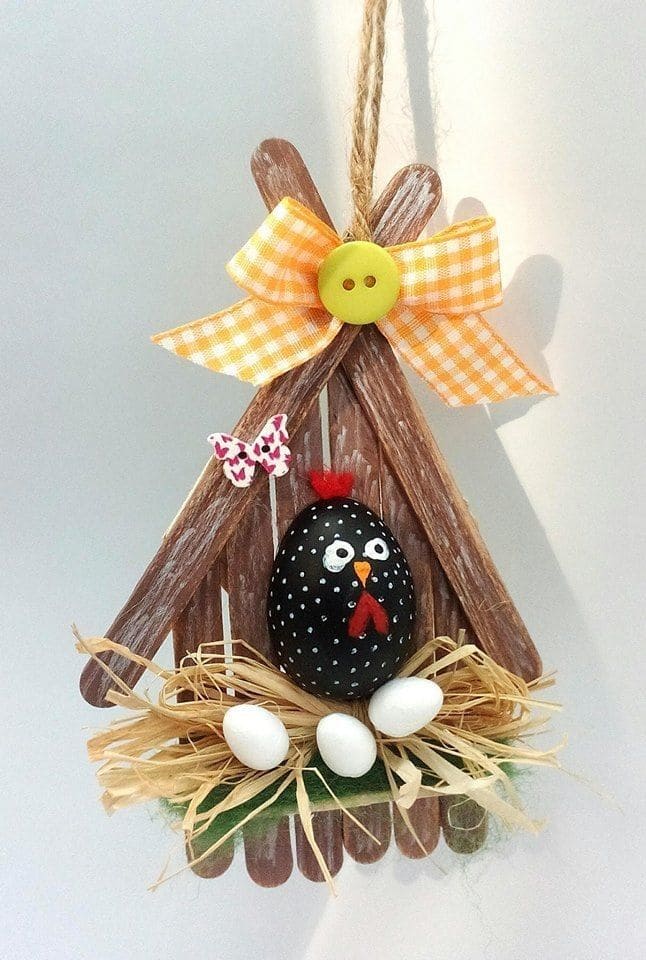 Rustic Popsicle Stick Easter Chicken Craft