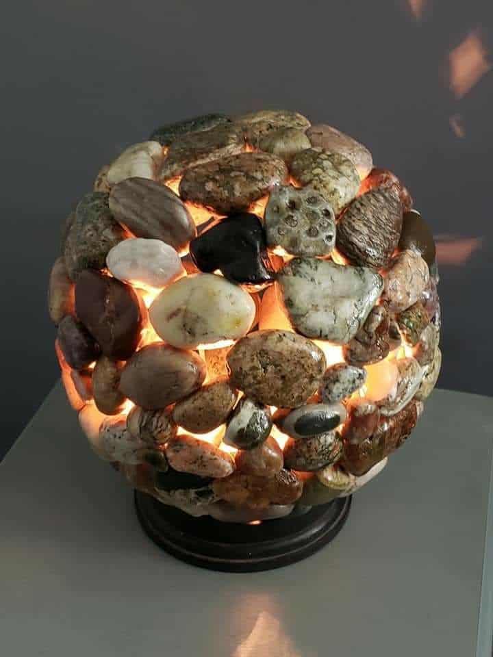 Rustic Stone Sphere Table Lamp