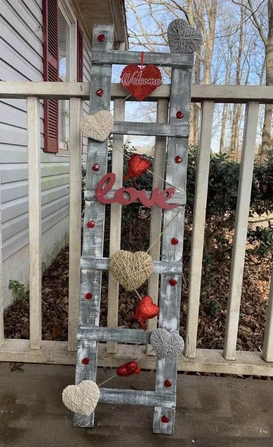 Rustic Valentines Ladder of Love Decor