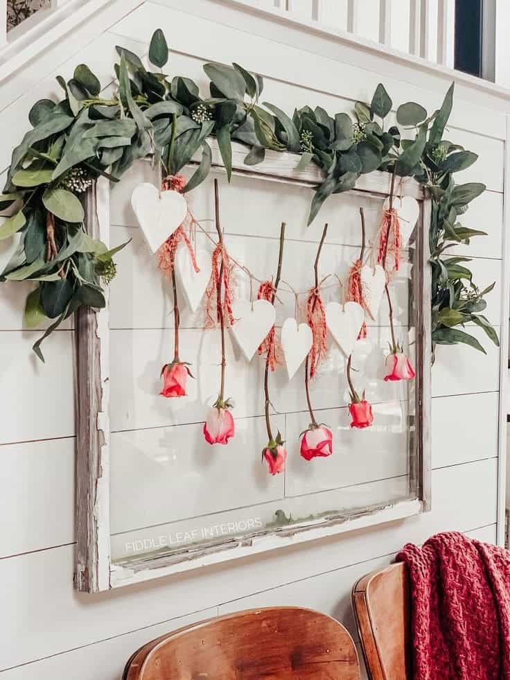 Valentines Hanging Heart and Roses Display