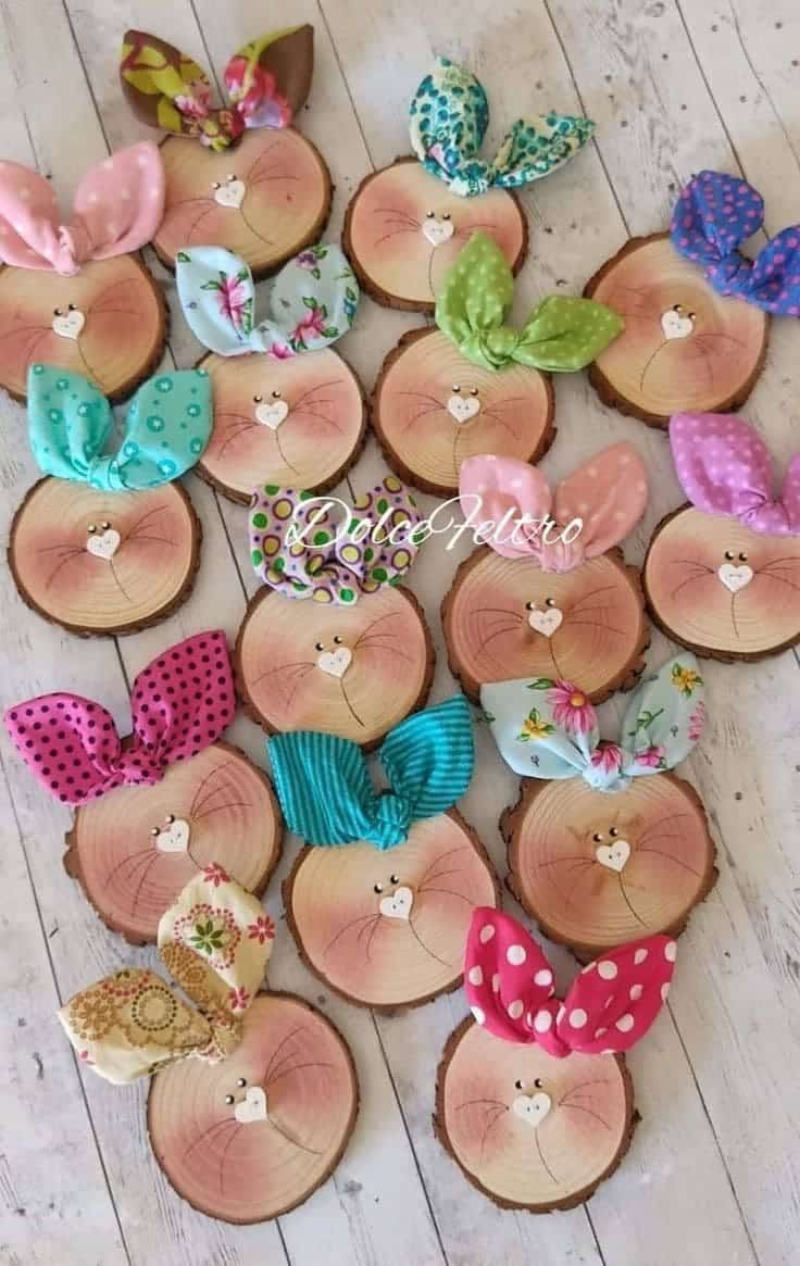 Vibrant Bunny Wooden Slices