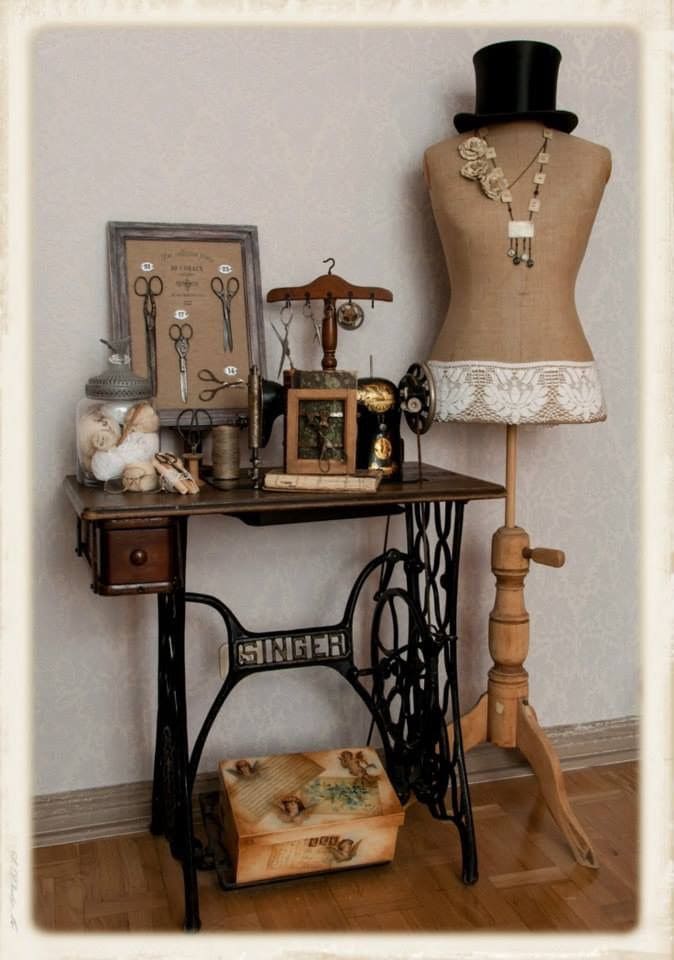 Vintage Sewing Machine Craft Station