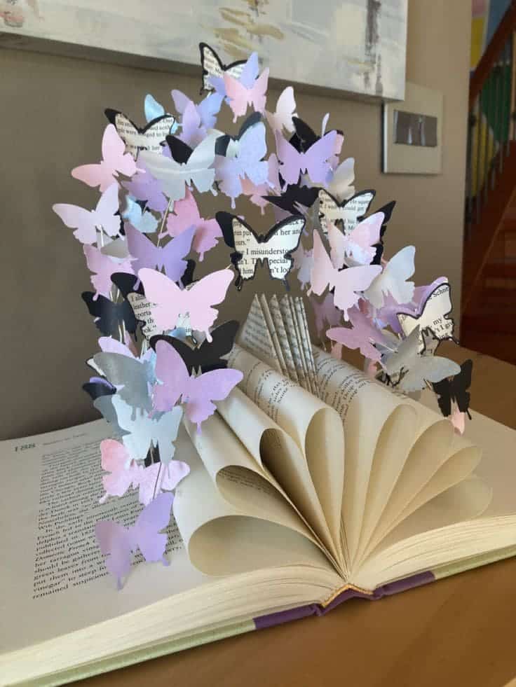 Whimsical Butterfly Book Sculpture Display