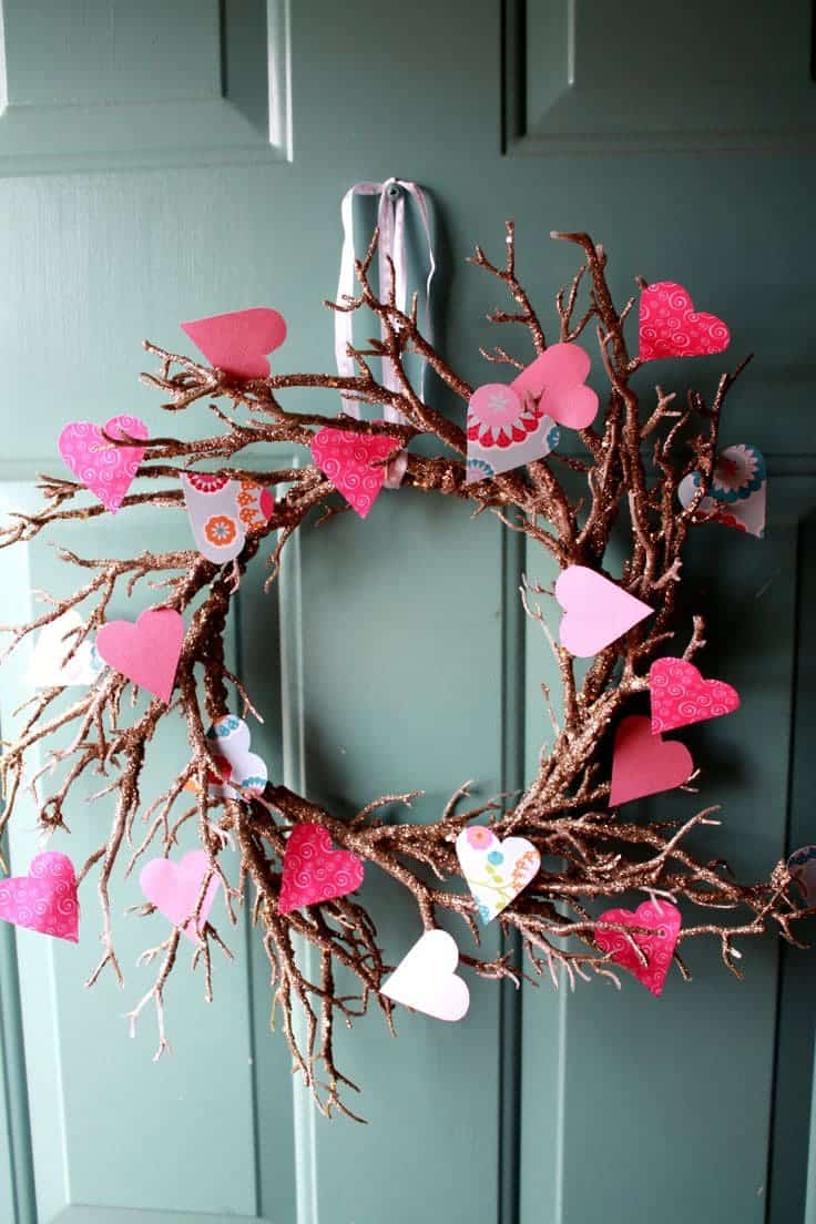 Whimsical Glittered Branch Heart Wreath