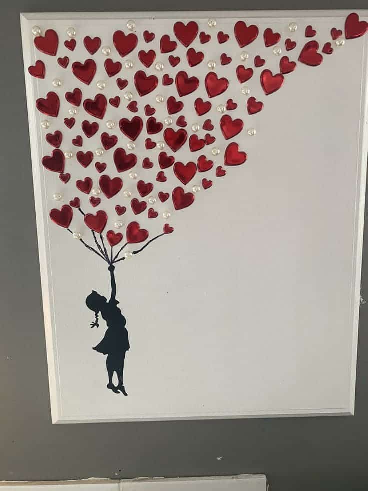 Whimsical Heart Balloon Silhouette Canvas Art