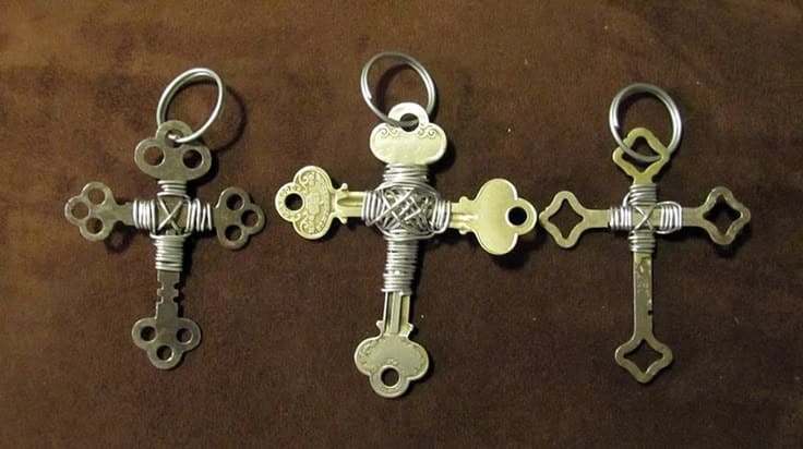 Antique Key Cross Pendant