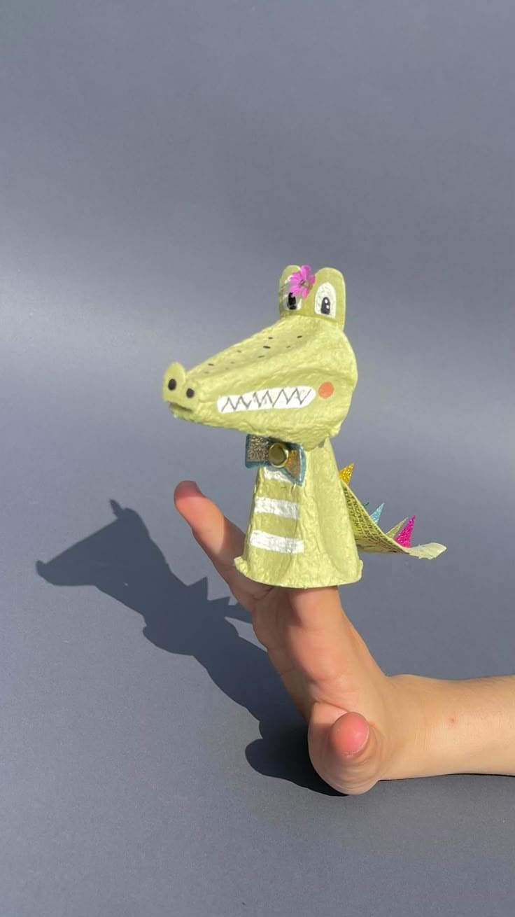 Charming Egg Carton Crocodile Puppet