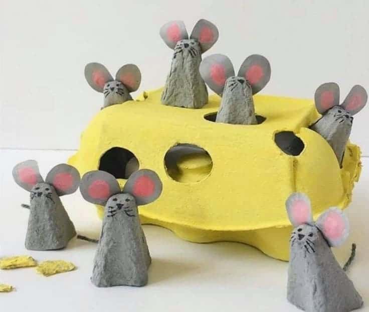 Egg Carton Cheese and Mice Playset