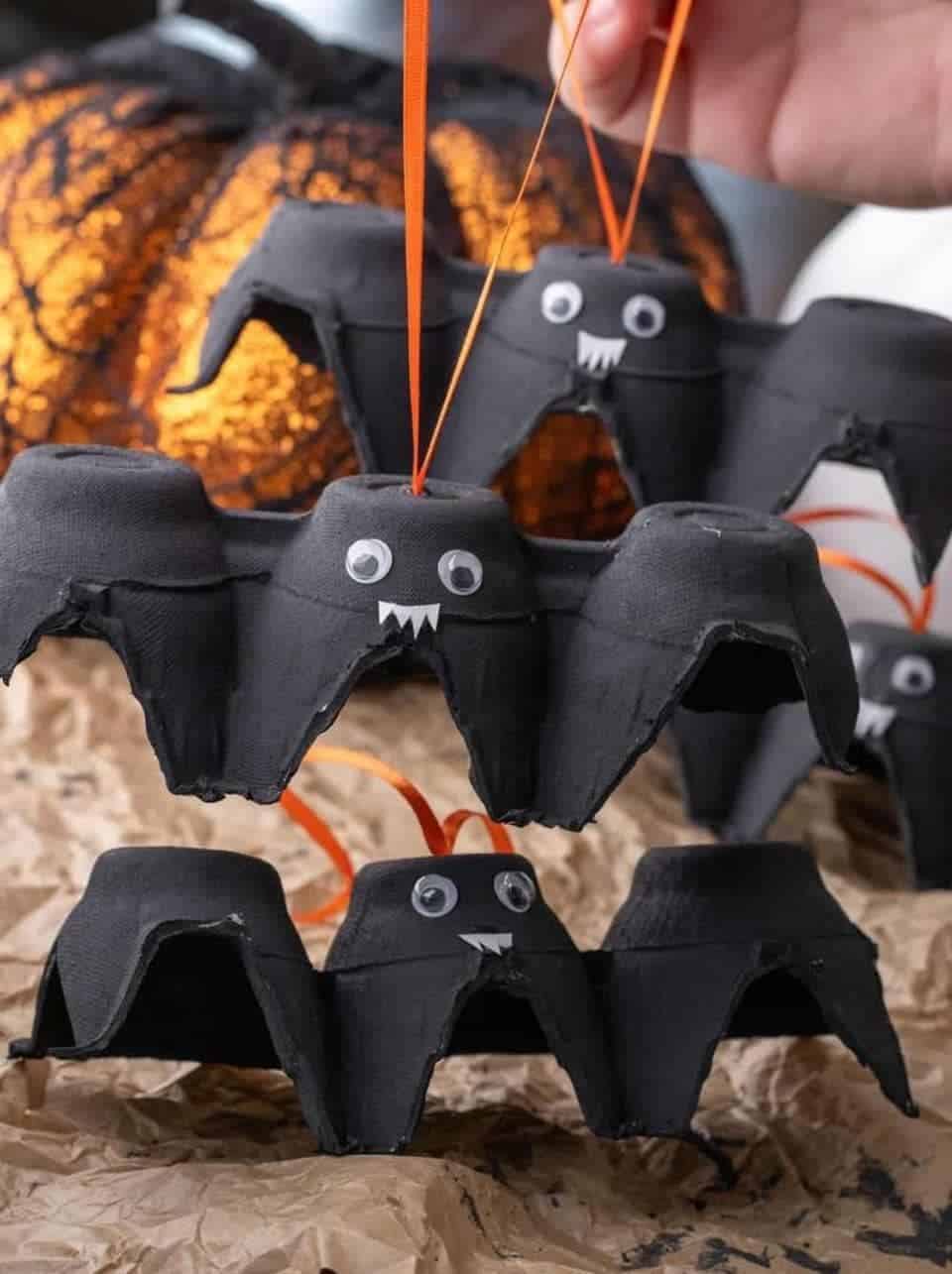 Egg Carton Hanging Bats