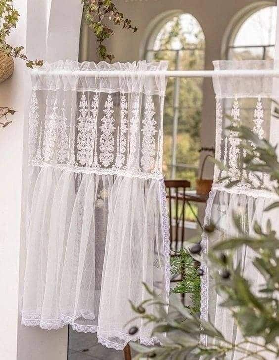 Elegant Sheer Lace Cafe Curtains