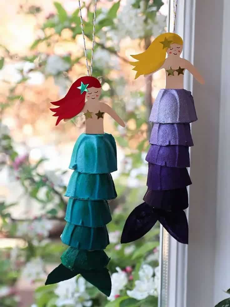 Enchanting Egg Carton Mermaid Hanging Decorations