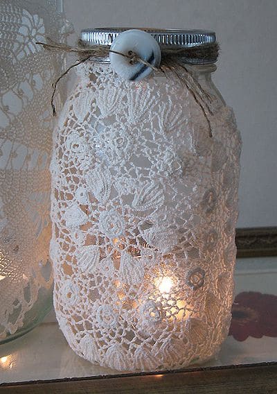 Enchanting Lace-Wrapped Mason Jar Lantern