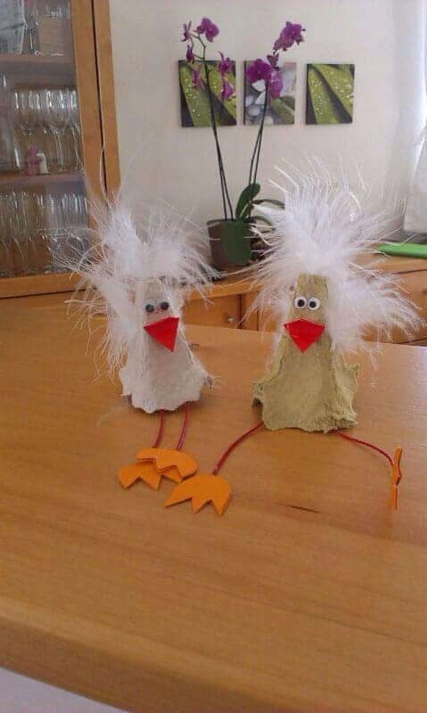 Fluffy Egg Carton Easter Chicks with Funny Hair