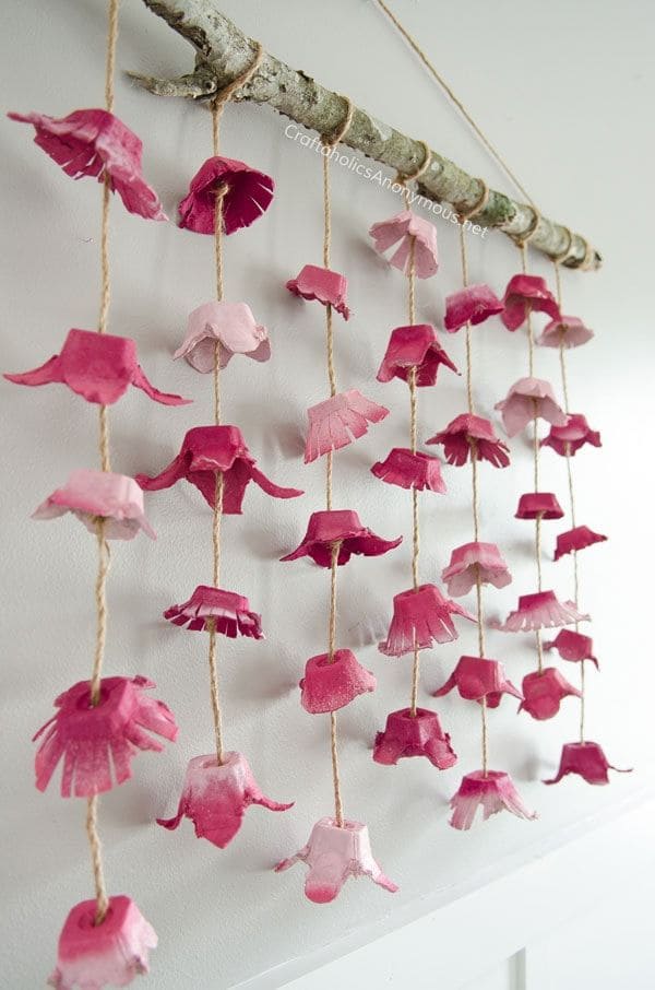 Rustic Egg Carton Floral Hanging Garland