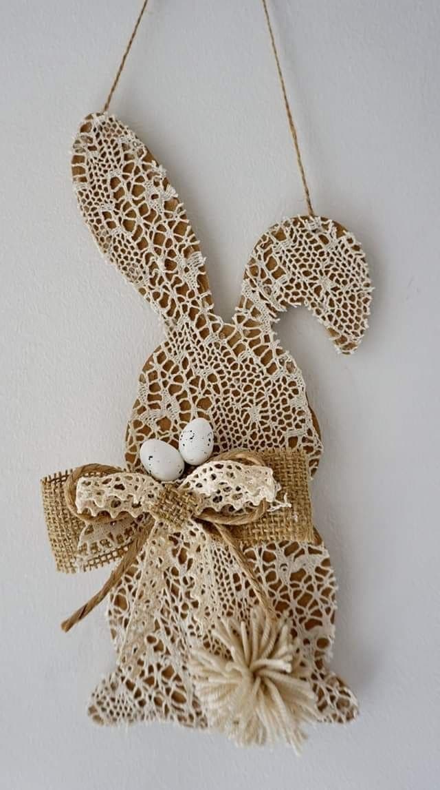 Rustic Lace Bunny Wall Hanging