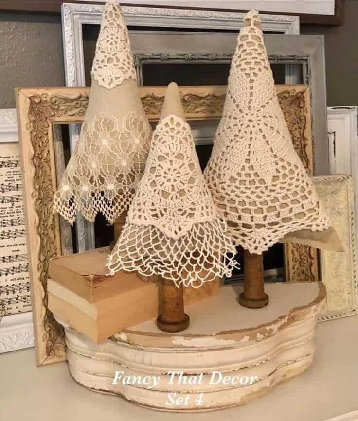 Vintage Lace Christmas Trees