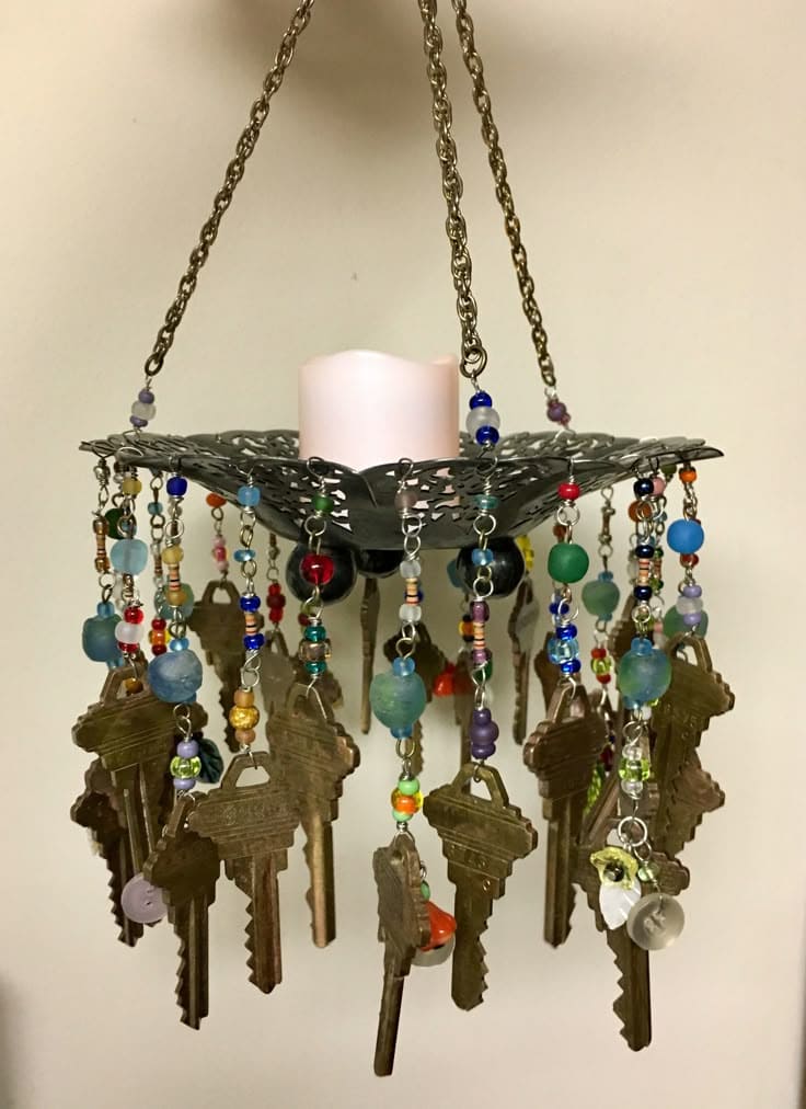 Whimsical Key Wind Chime Candle Holder