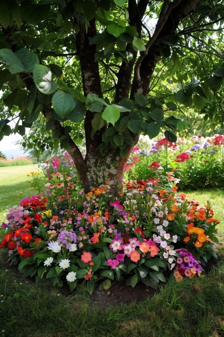 Enchanting Tree Ring Flower Paradise