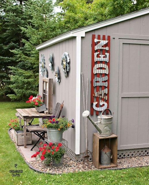 Rustic Metal and Wood Garden Sign