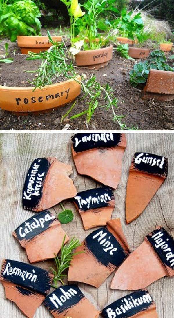 Rustic Terracotta Shard Garden Markers