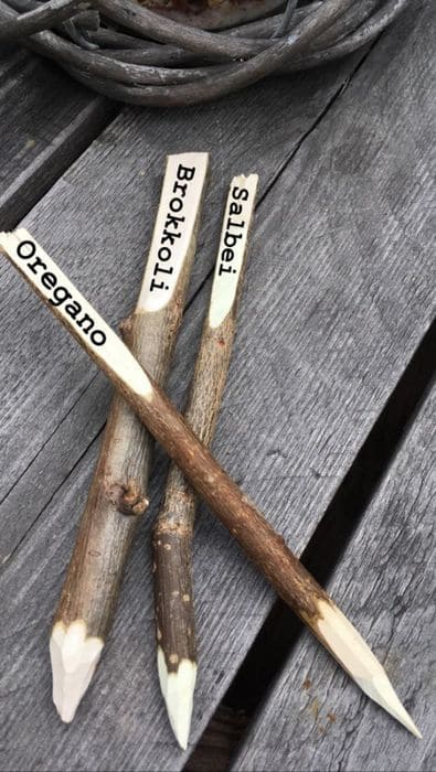 Rustic Whittled Branch Garden Markers