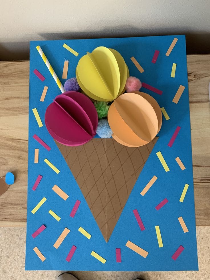 3D Paper Ice Cream Cone Craft