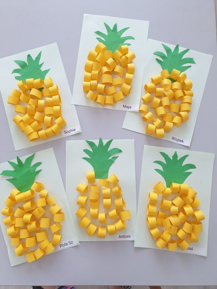3D Paper Loop Pineapple Craft