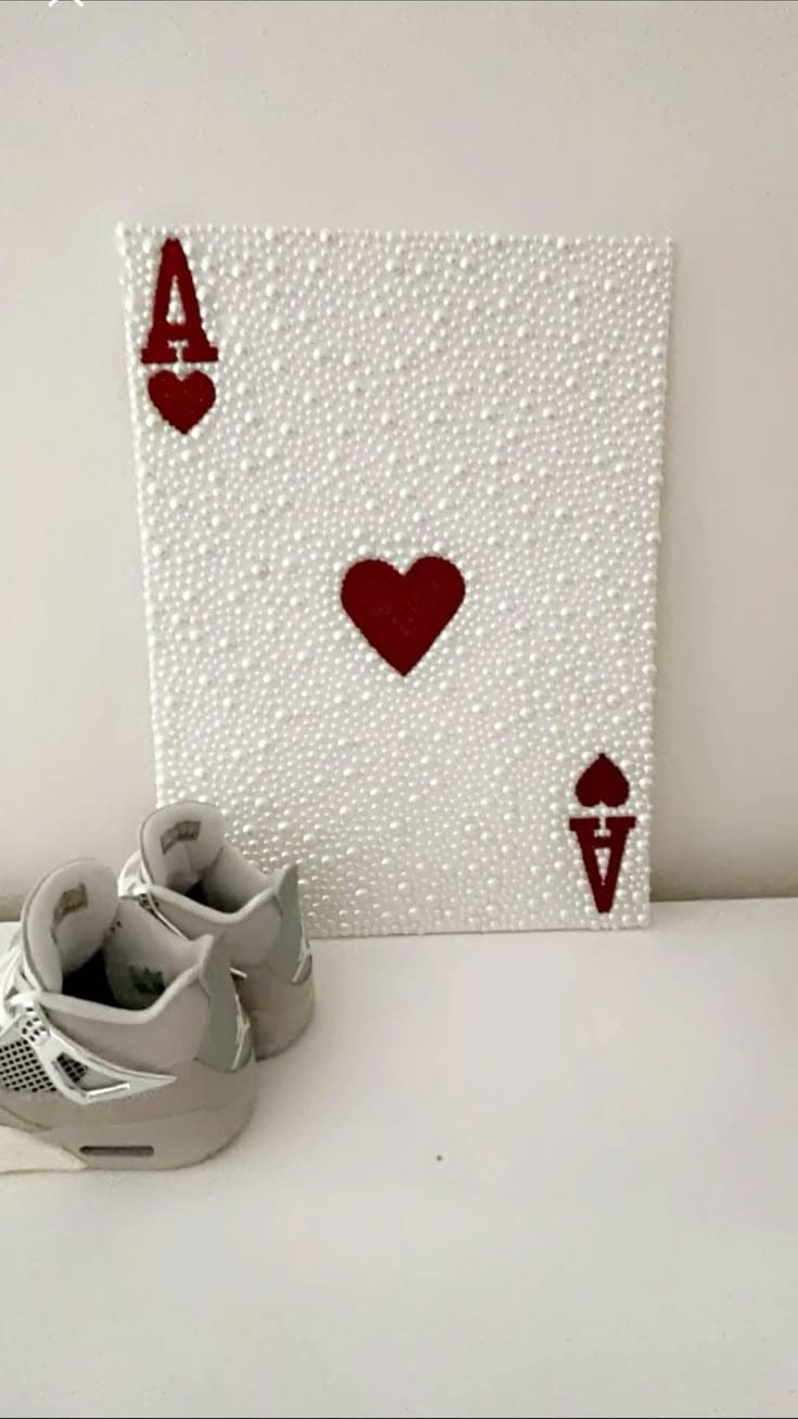 Ace of Hearts Pearl Canvas Art