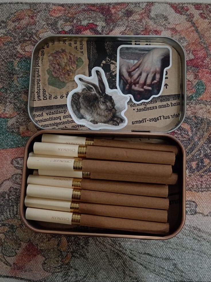 Altoids Tin Cigarette Case with Collage Art Lid