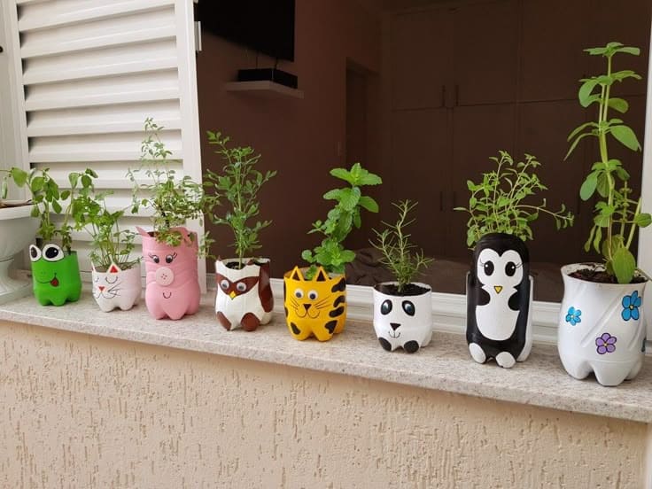 Animal-Themed Bottle Planters