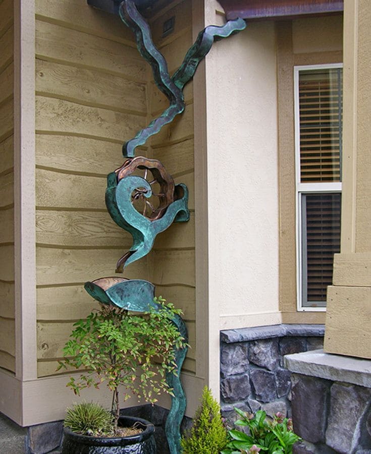Artistic Downspout Rain Sculpture