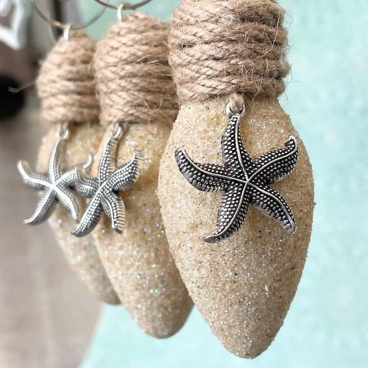 Beach Sand Bulb Ornaments with Starfish Charm