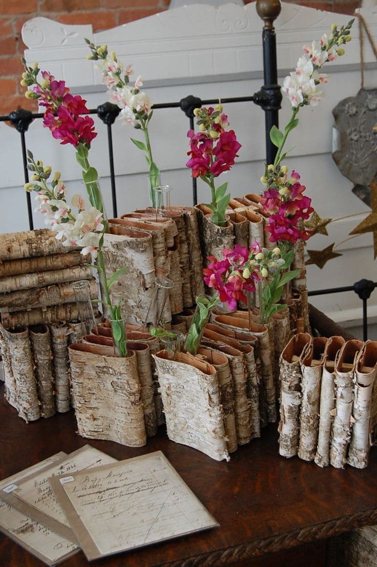 Birch Bark Books with Hidden Flower Vials