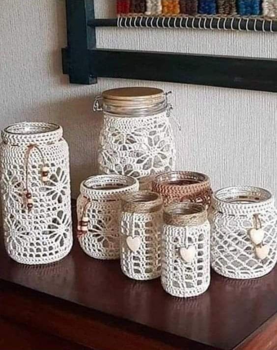 Boho Crochet Mason Jar Covers