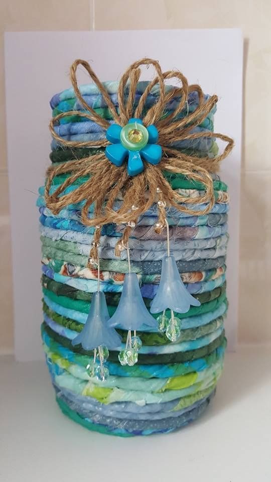 Boho Fabric-Wrapped Mason Jar