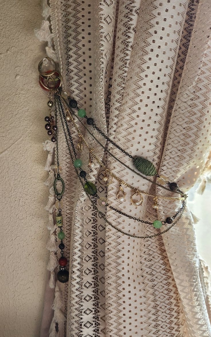 Boho Gemstone Chain Curtain Tieback