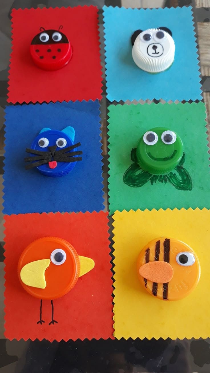 Bottle Cap Animal Faces