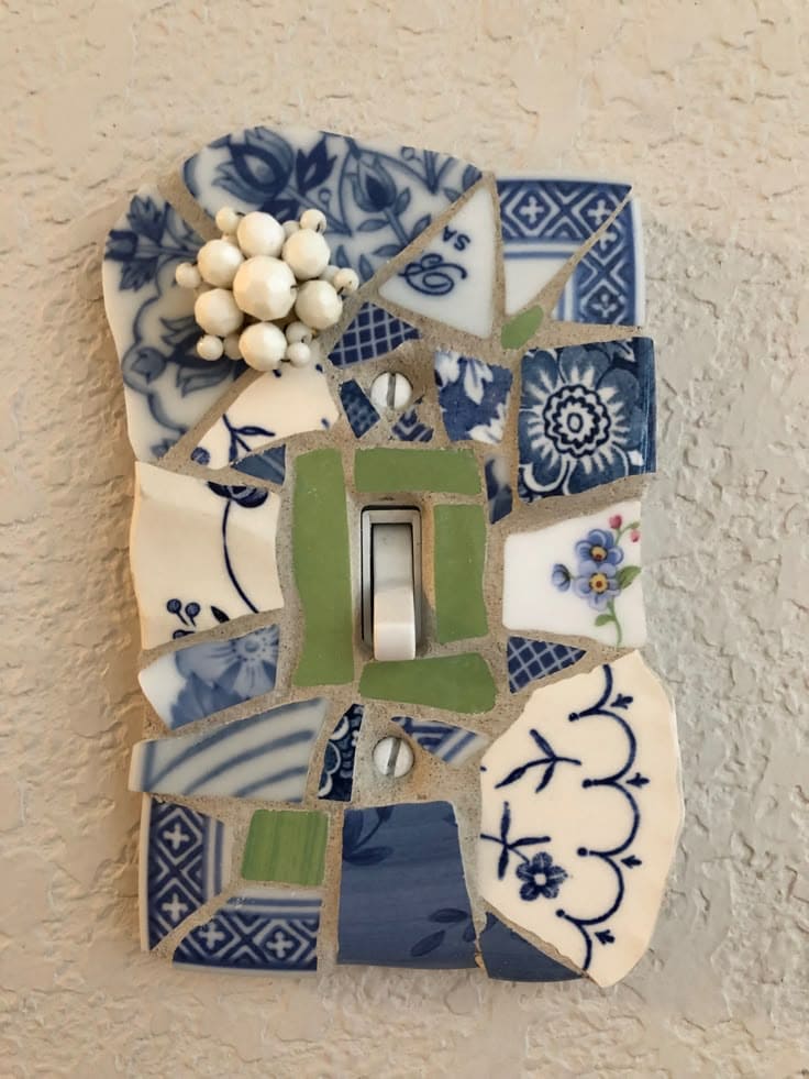 Broken China Mosaic Light Switch Plate
