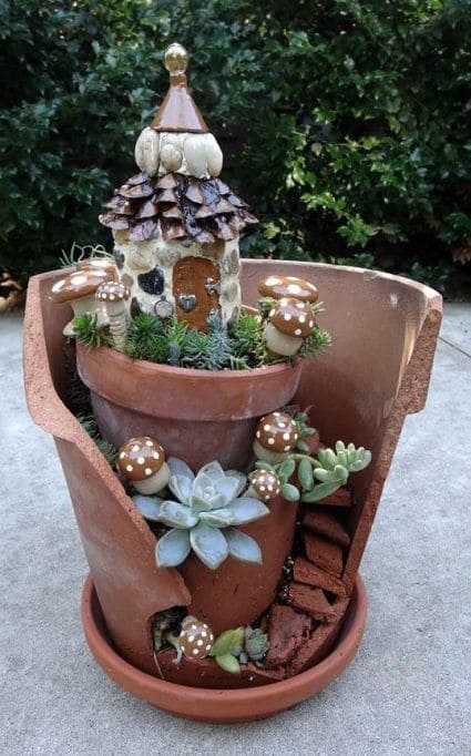 Broken Pot Fairy Garden