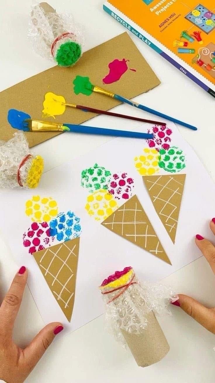 Bubble Wrap Ice Cream Painting