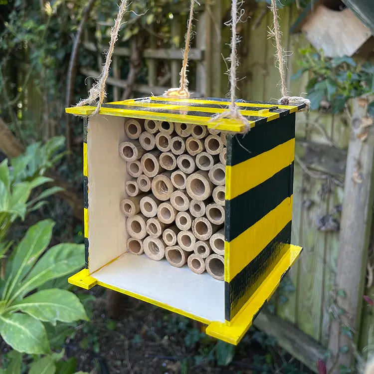 Bumblebee-Themed Hanging Bee Hotel