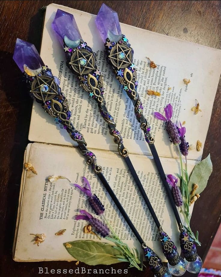 Celestial Amethyst Moon Wand