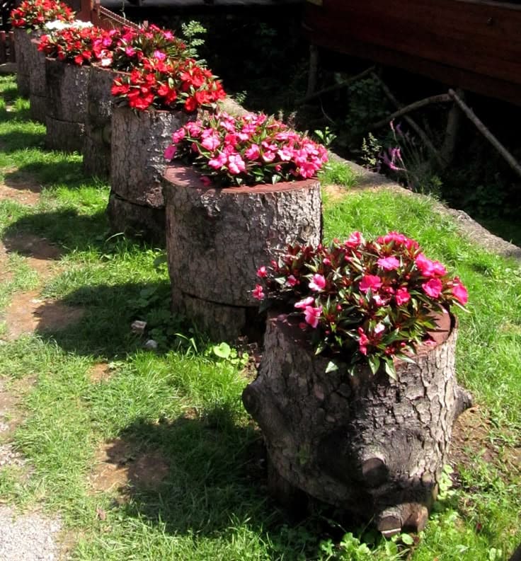 Charming Tree Stump Flower Planters
