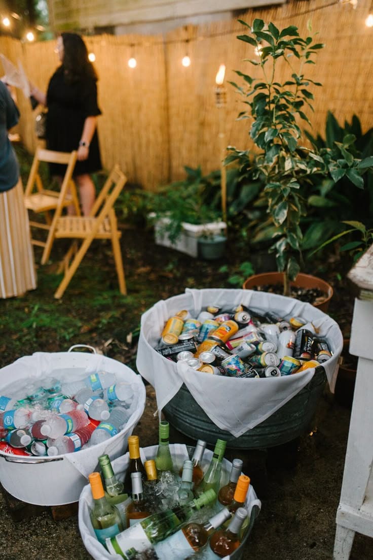 Chic Farmhouse Beverage Station with Galvanized Tubs