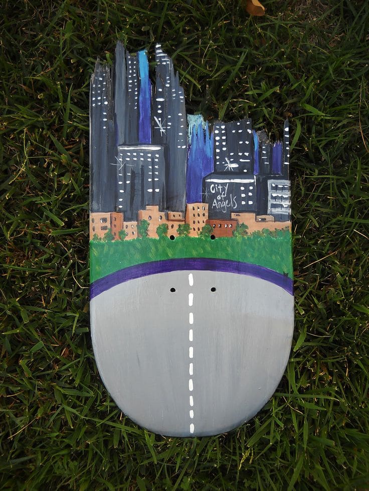 City of Angels Painted Skateboard Art