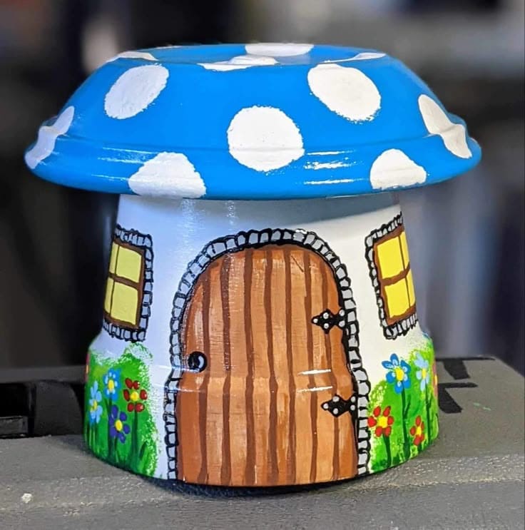 Clay Pot Fairy Mushroom House