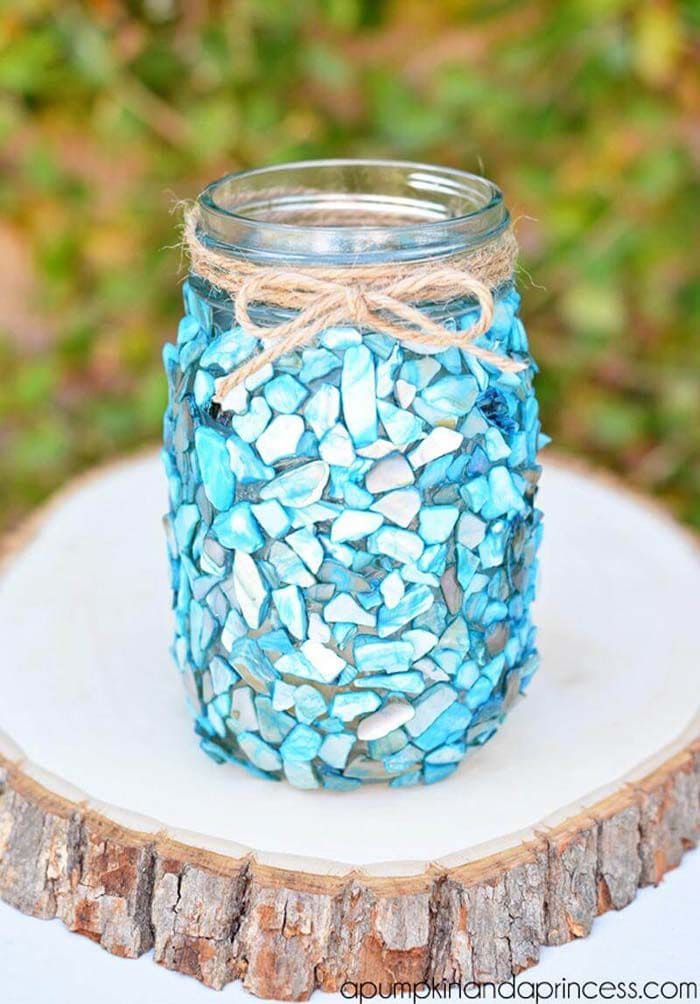 Coastal Gemstone Mason Jar Lantern