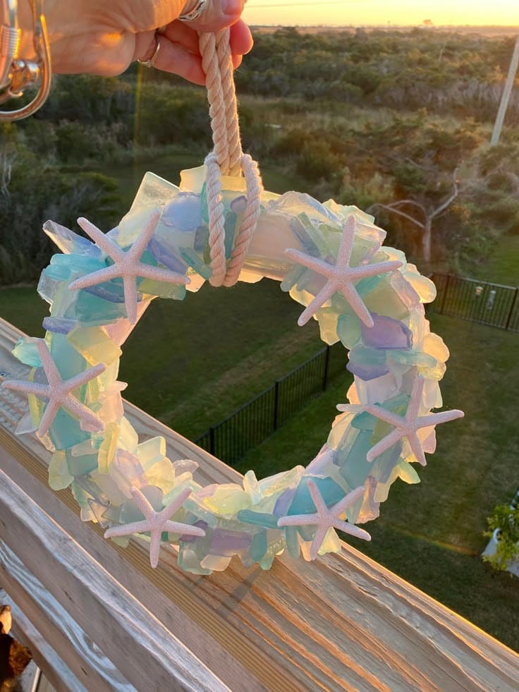 Coastal Starfish and Sea Glass Wreath