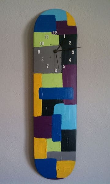 Color Block Skateboard Wall Clock
