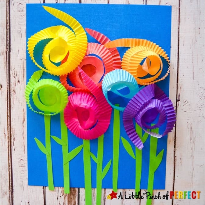 Colorful Cupcake Liner Flower Garden Craft